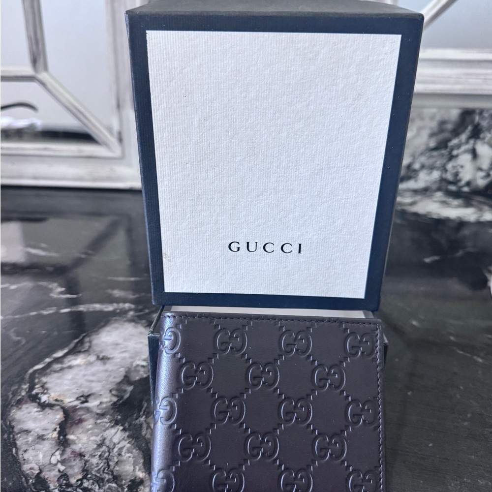 Gucci Dark Brown Leather Wallet Monogram